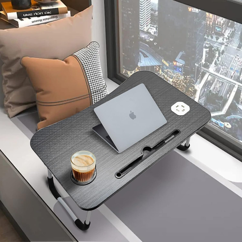 NNECN Laptop Desk Bed Table Tray 60x40cm with USB Charger & Cup Holder - SuperSaverAU - view 4