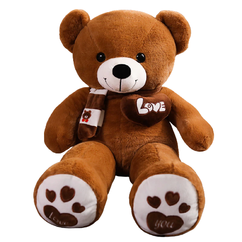 NNECN Huge 100cm Brown Giant Teddy Bear Toys Stuffed Animals Soft Plush Cotton Scarf Bear Hold Pillow Doll - SuperSaverAU - view 1