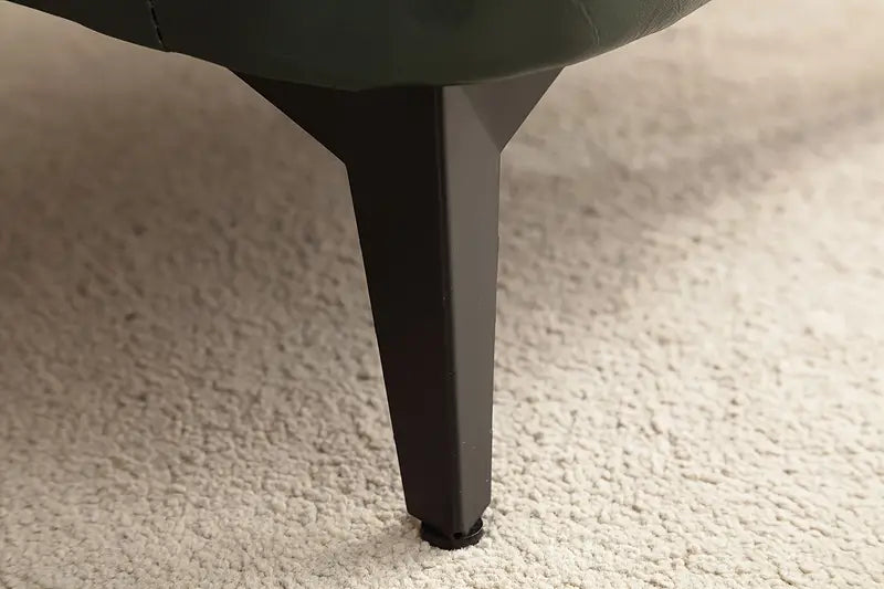 NNETM Plush Vintage Short Stool - Green Black Upholstered Seat - SuperSaverAU - view 3