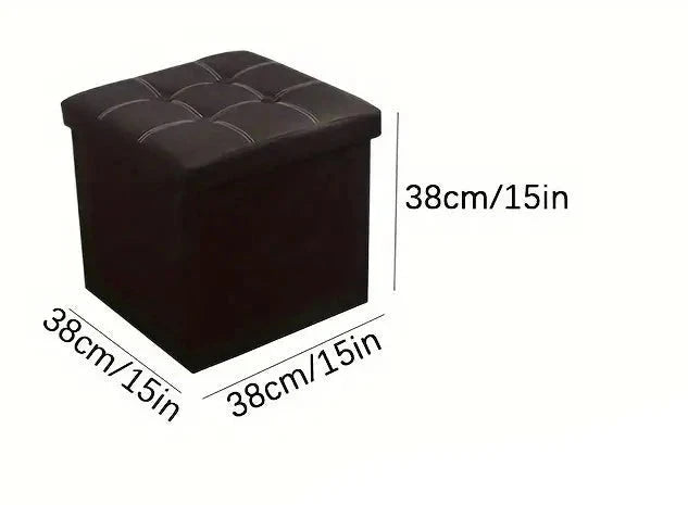 NNETM Black Faux Leather Storage Ottoman - 55L - SuperSaverAU - view 3