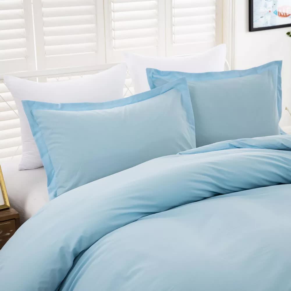 Premium Cotton Doona Duvet Quilt Cover Set with Soft Pillowcases - Aqua, Super King