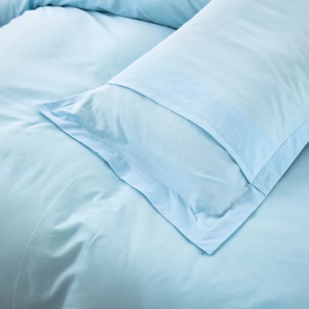Premium Cotton Doona Duvet Quilt Cover Set with Soft Pillowcases - Aqua, Super King