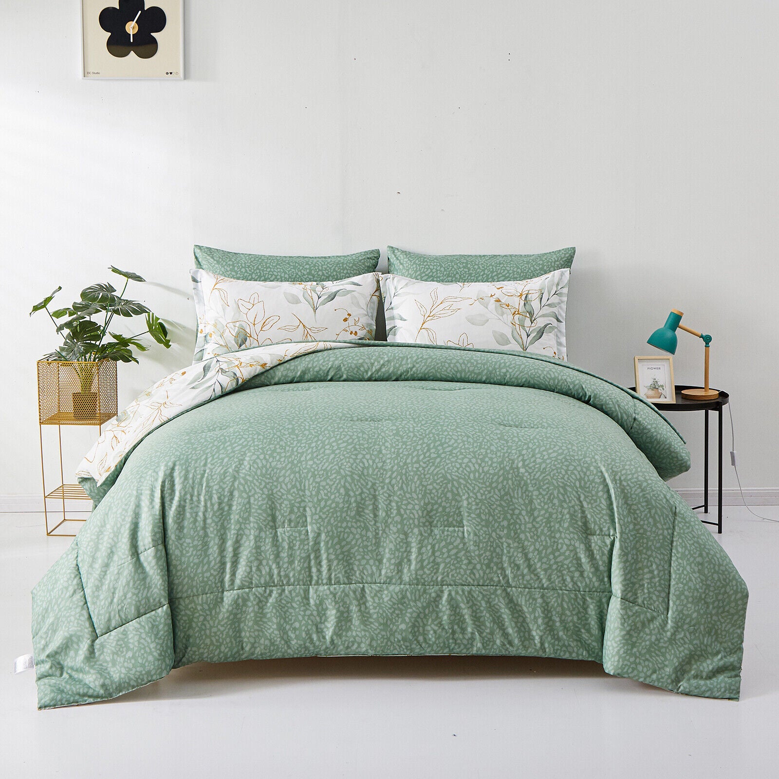 Premium Soft Leaves 3 Piece Microfiber Comforter Set - King