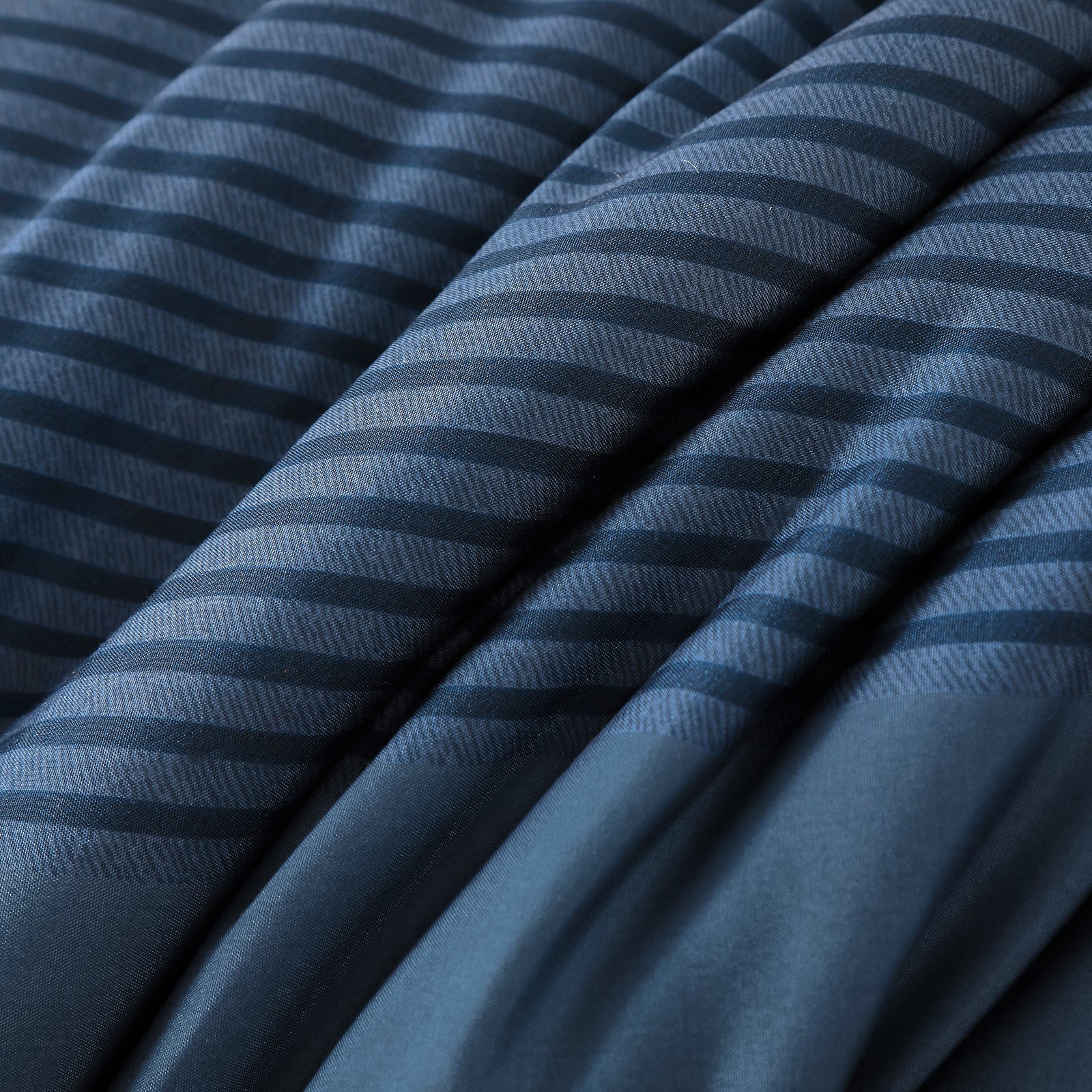 Premium Navy Blue Striped 3 Piece Microfiber Comforter Set - King