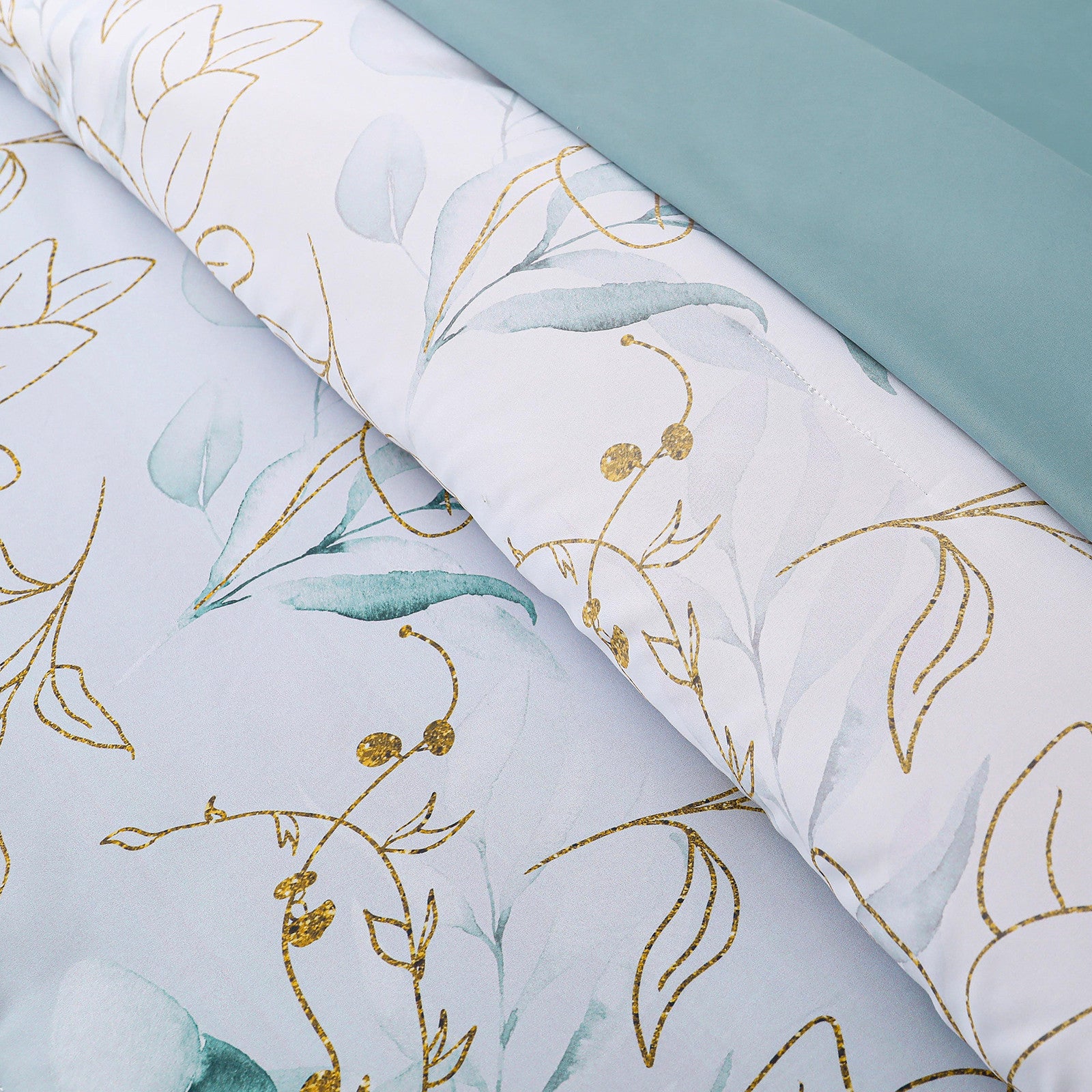 Premium Soft Floral Leaf 3 Piece Microfiber Comforter Set - King