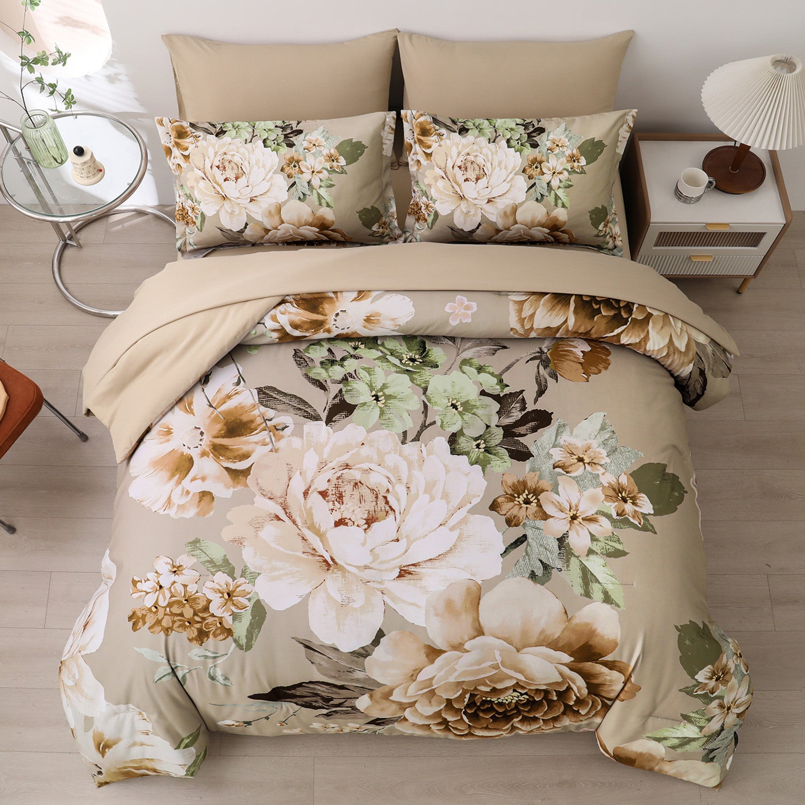 Cozy Floral Comforter Set, King Size, 3-Piece with Pillowcases, Machine Washable - SuperSaverAU - view 2