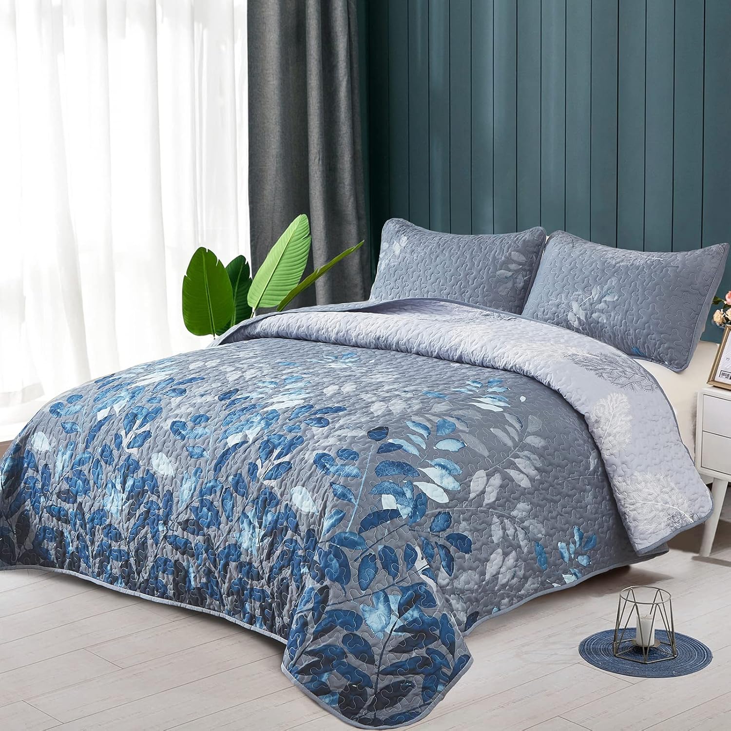 3-Piece Quilt Bedspread Set Queen Size Coverlet Lightweight Reversible - SuperSaverAU - view 2