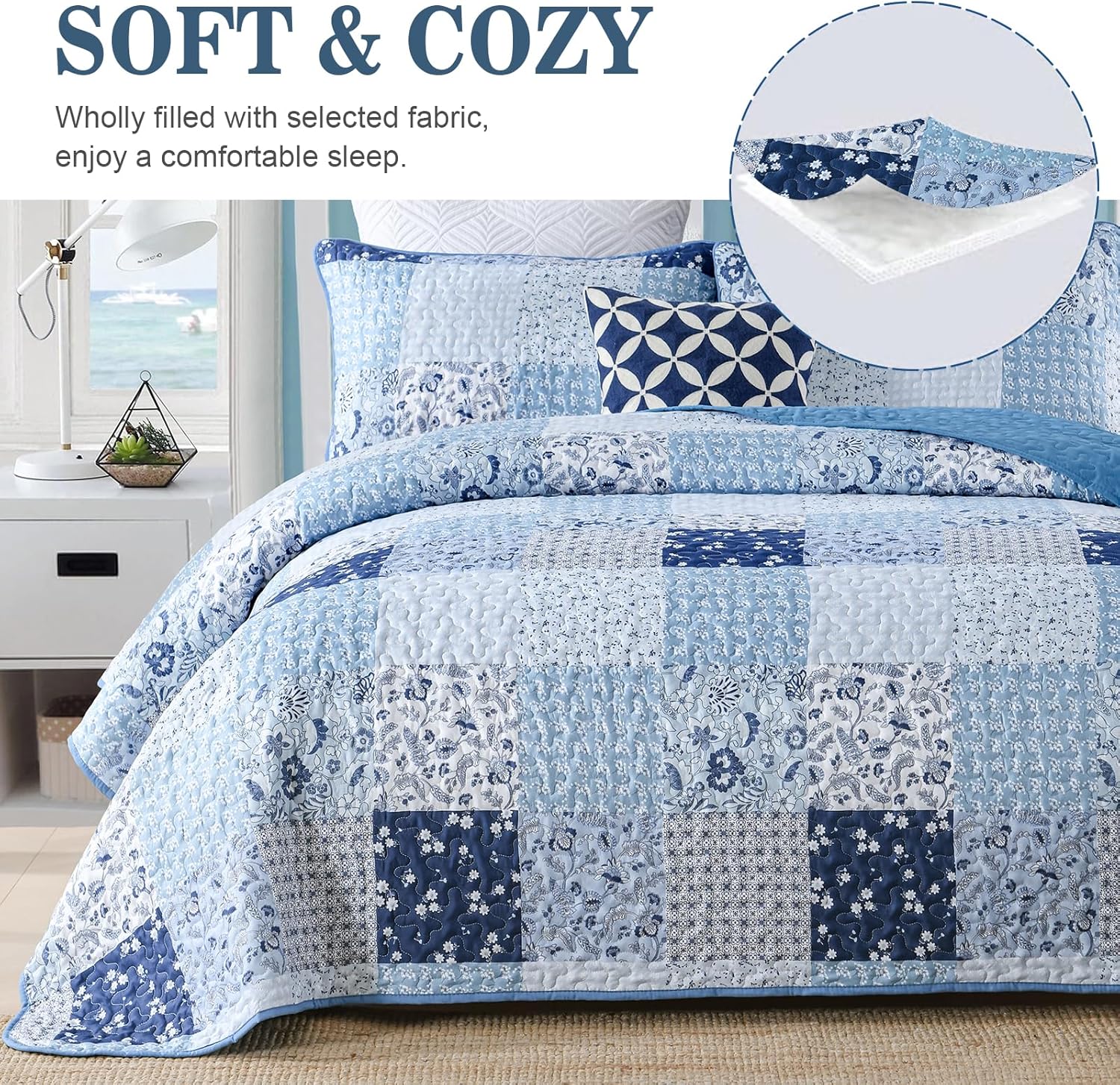 Premium Charming Reversible Quilt Bedspread Set - Queen