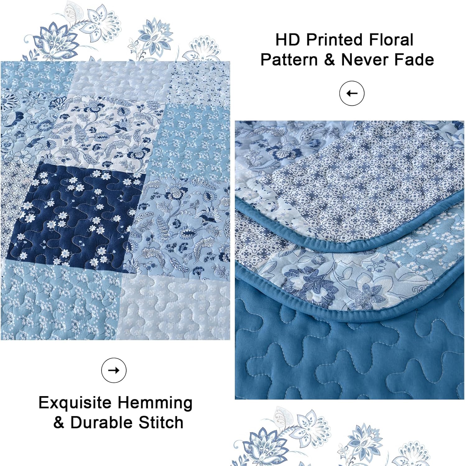 Premium Charming Reversible Quilt Bedspread Set - Queen