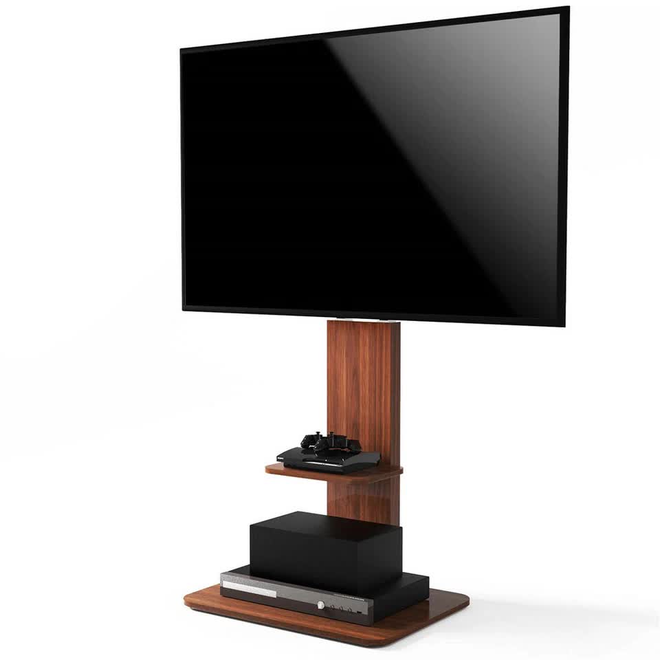 Premium Adjustable TV Floor Stand for 32-65 Inch TVs with Wood Shelves
