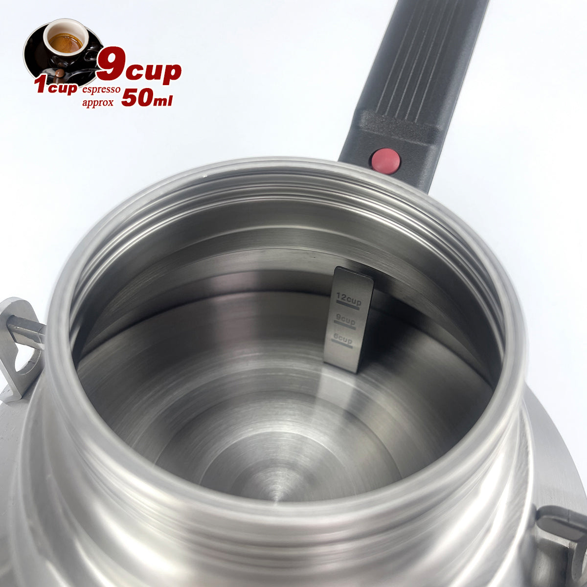 Premium 2 in 1 Stainless Steel Camping Moka Pot 9 Cup 600ml Kettle