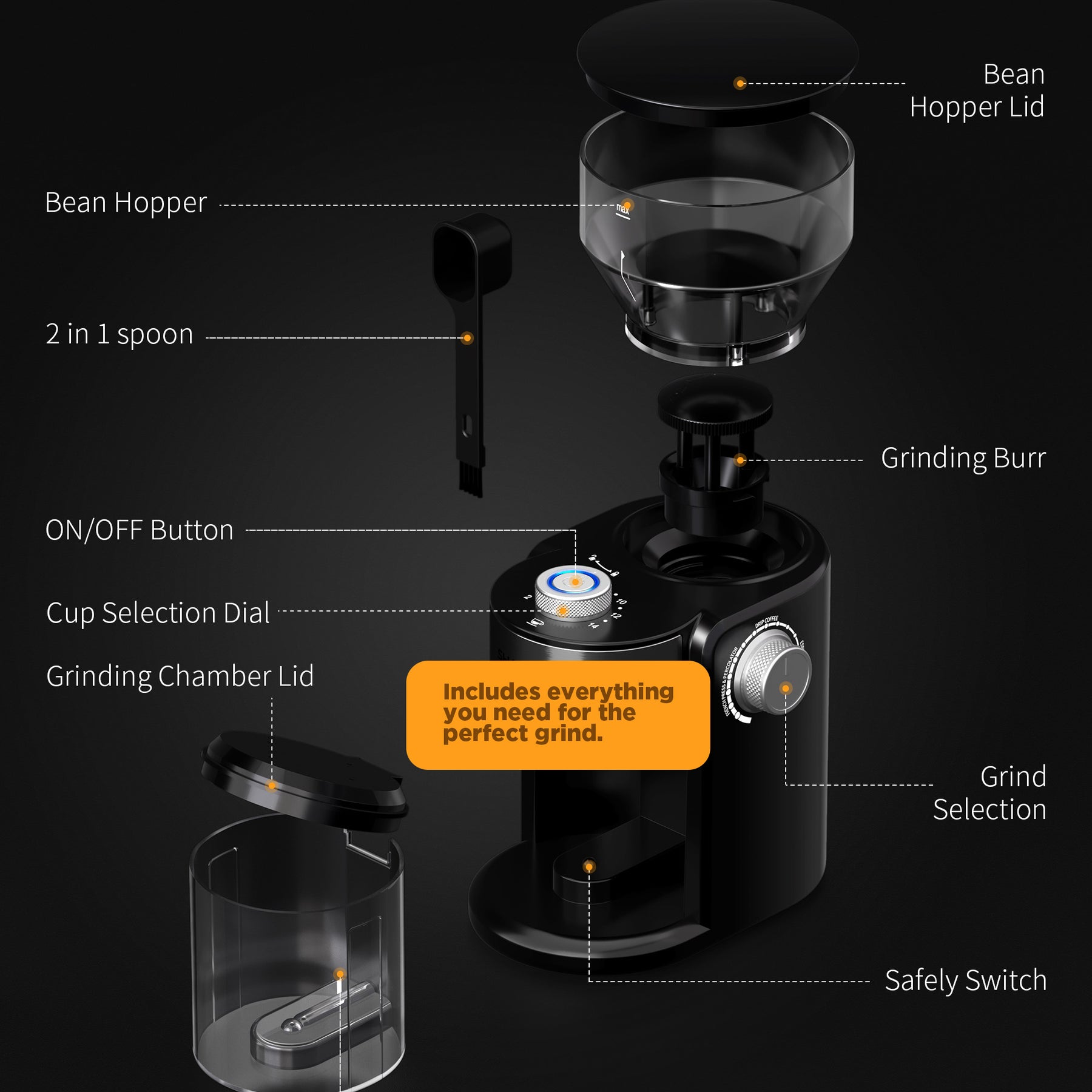 Bonzachef Perfect Grind 2 Electric Coffee Grinder - SuperSaverAU - view 6