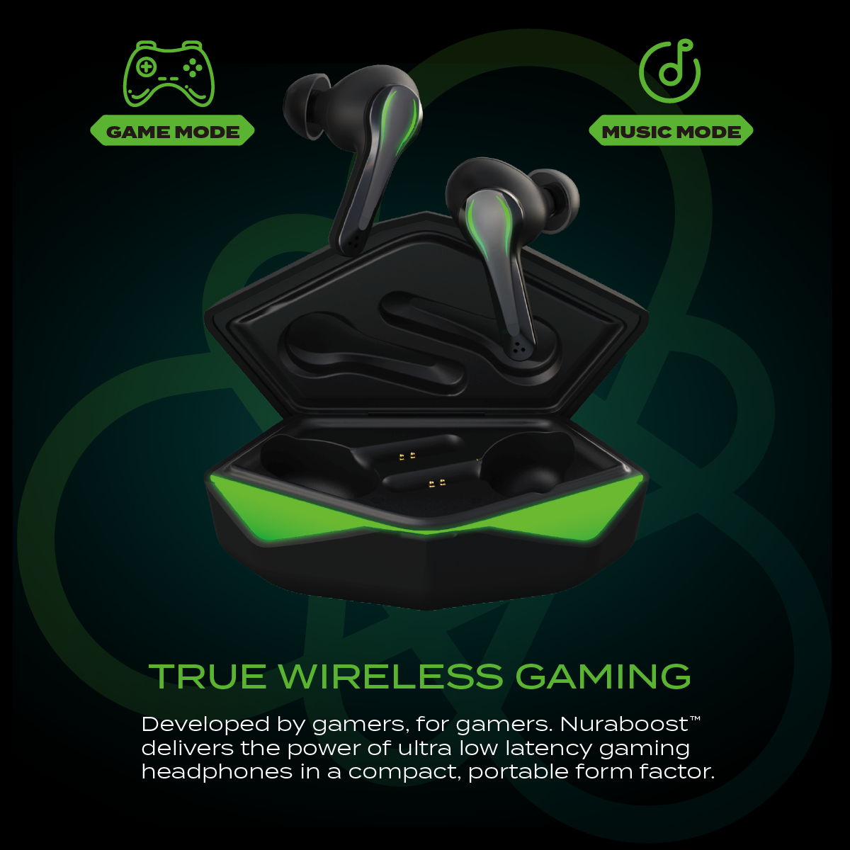 Matte Black Nuraboost Edge Ultra Low Latency Bluetooth 5.0 Gaming True Wireless Earbuds - Free AU/NZ Shipping - SuperSaverAU - view 2