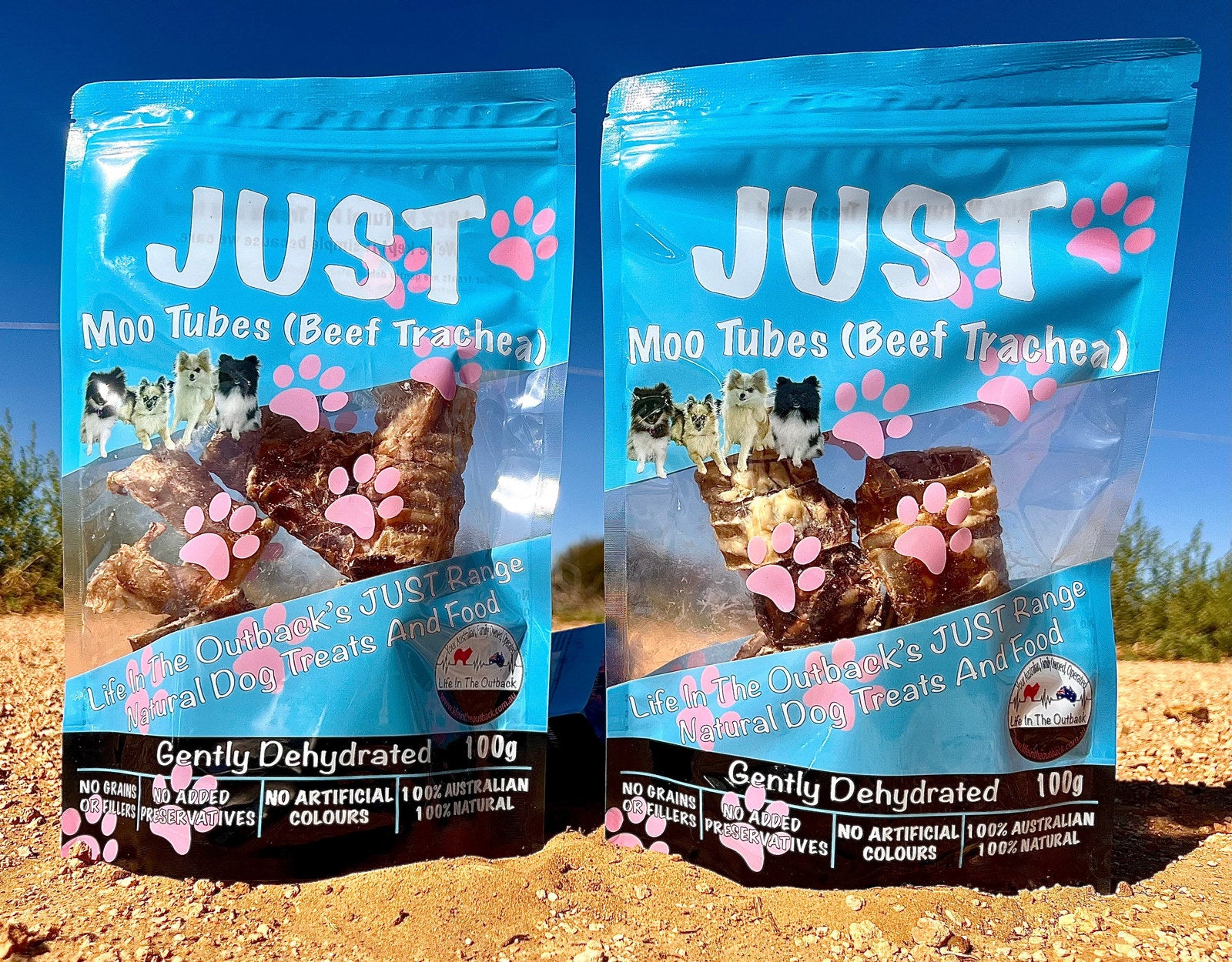 Just Moo Tubes Beef Trachea 100% Natural Dog Treats, Australian Sourced - SuperSaverAU - view 1