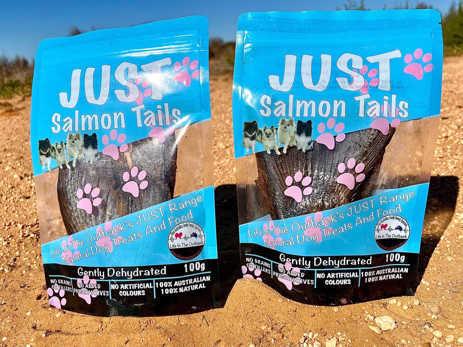 Life in the Outback Just Salmon Tails - 100% Natural Dog Treats, 60g - SuperSaverAU - view 1