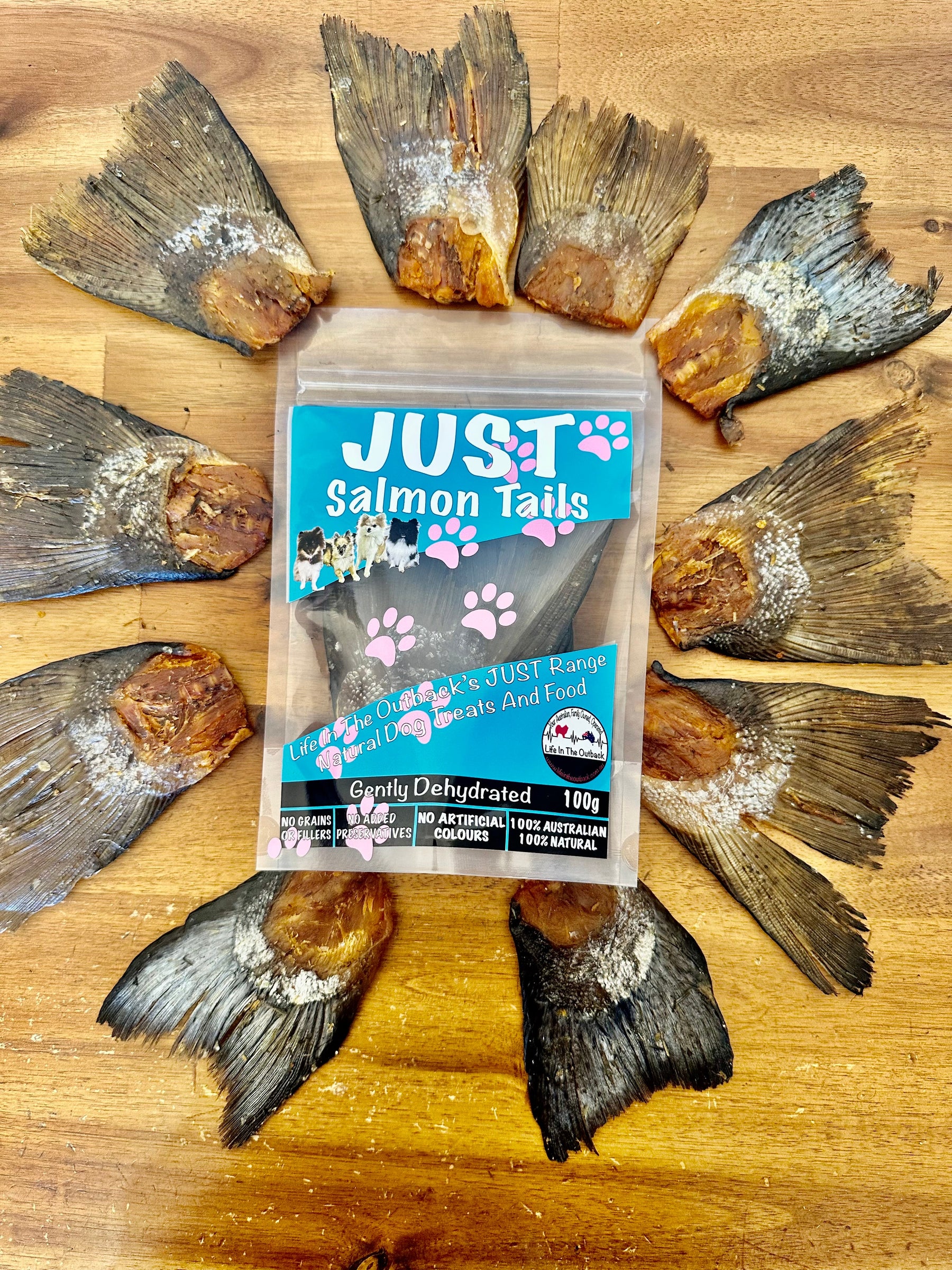 Life in the Outback Just Salmon Tails - 100% Natural Dog Treats, 60g - SuperSaverAU - view 2