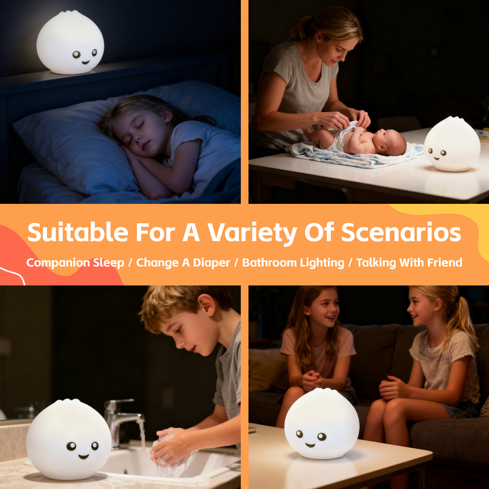 Premium Squishy Dumpling Silicone Night Light USB Rechargeable