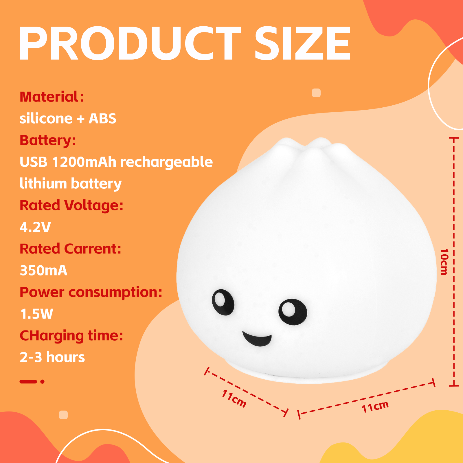 Premium Squishy Dumpling Silicone Night Light USB Rechargeable