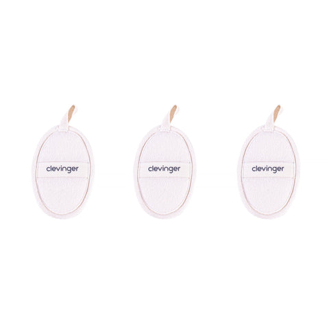 Clevinger Eco Oval Facial Loofah Pads 3 Pack Natural Exfoliating Skincare Sponges