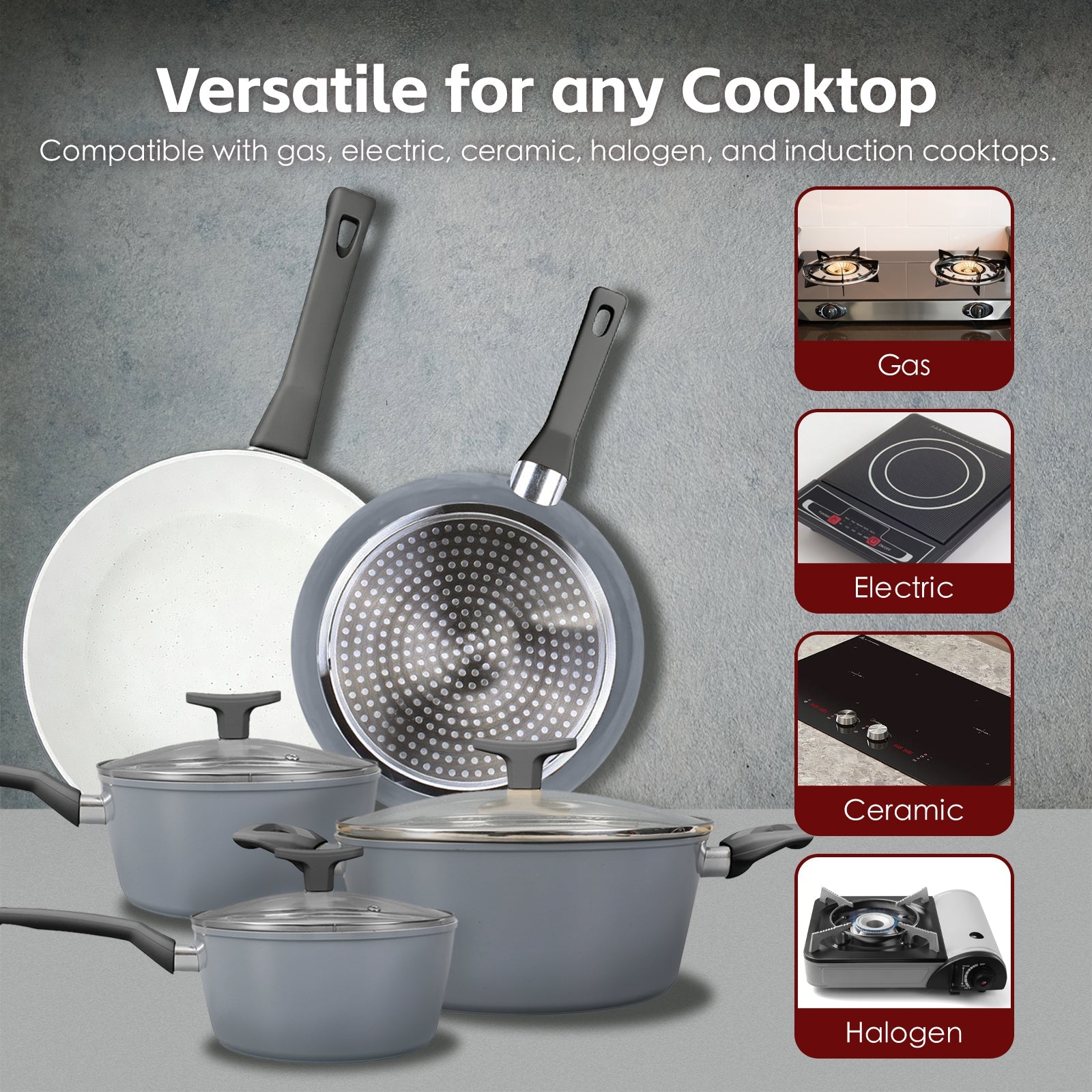Premium Clevinger Non-Stick Cookware Set – 8 Piece Marble Coating