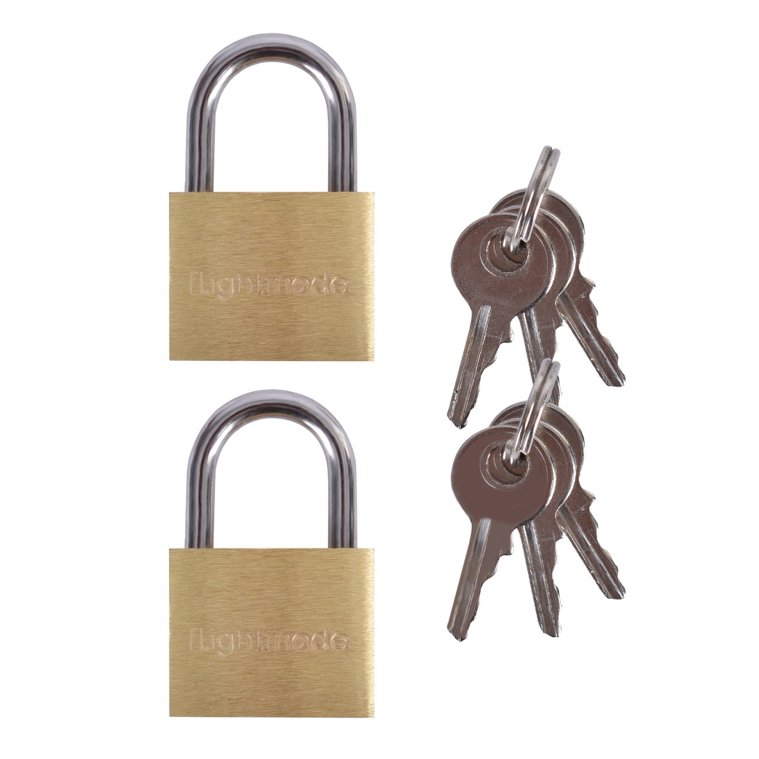 Flightmode Brass Padlocks with 3 Keys - 4 Pack, 20mm