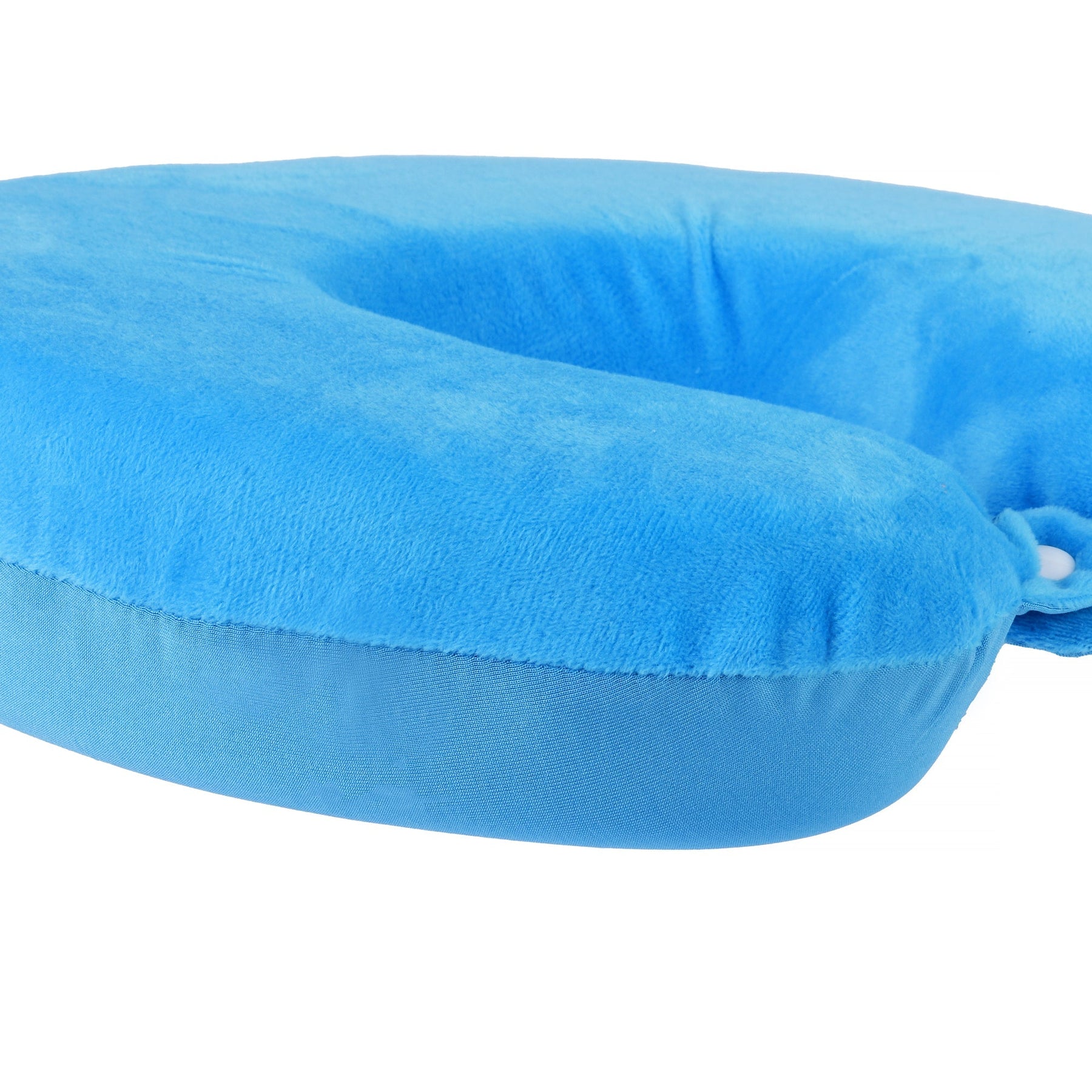 Premium Deluxe Memory Foam Travel Pillow – Blue with Snap Closure