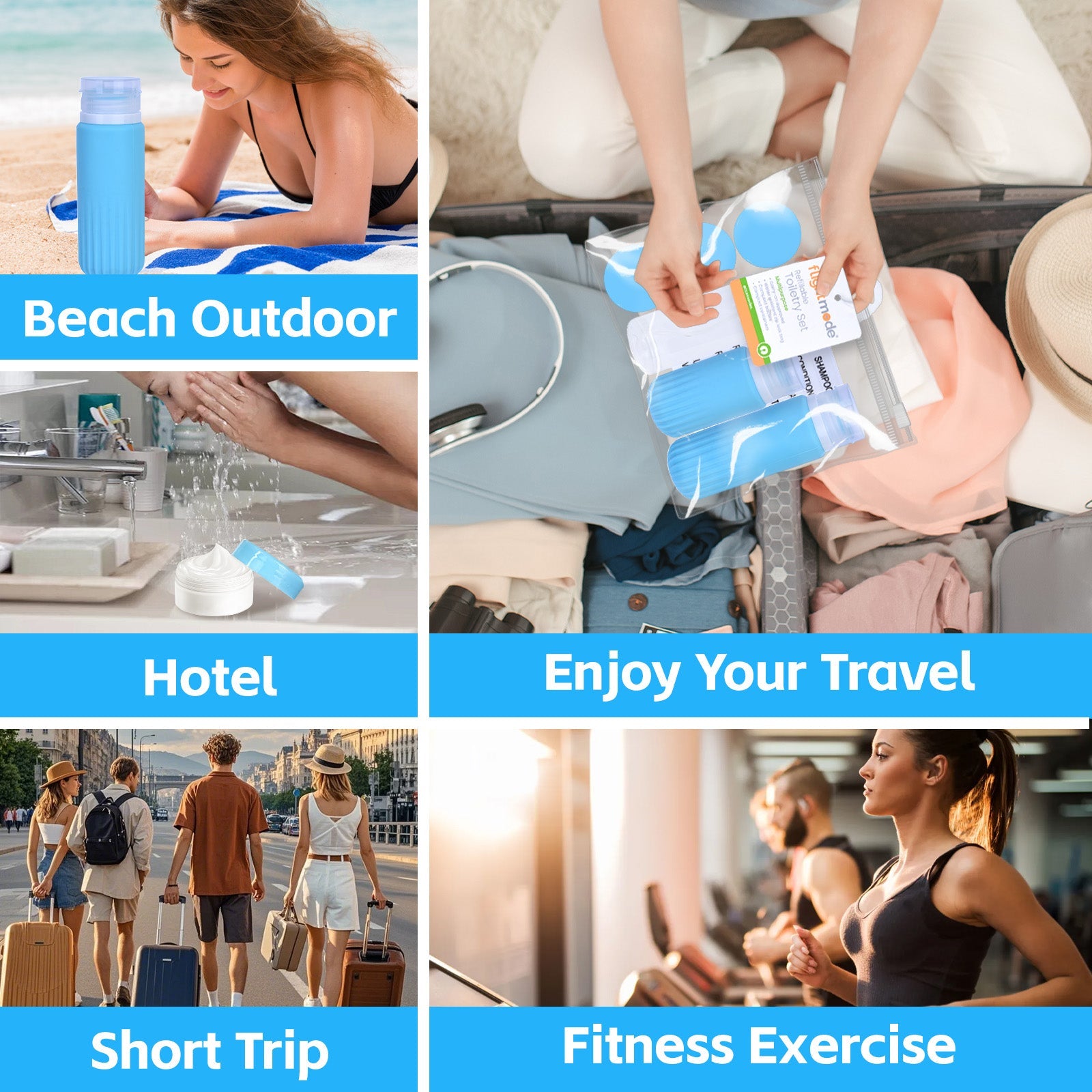 8 Pcs Travel Bottles Set for Toiletries - Eco-Friendly Silicone, TSA Approved - SuperSaverAU - view 4