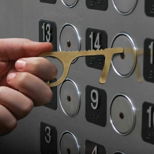 Antimicrobial Brass Hygiene Hand Key 4 Pack Door Opener and Button Press Tool