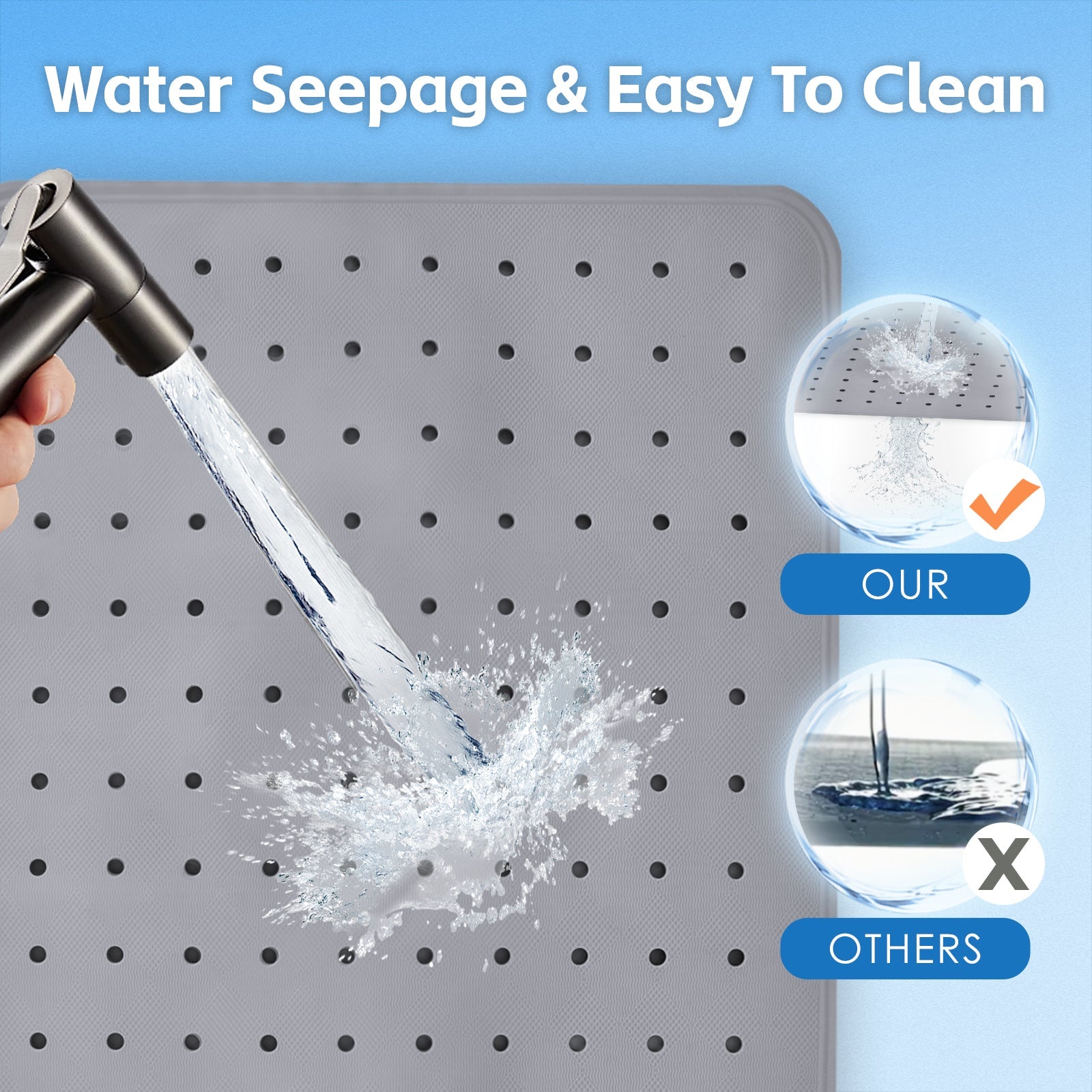2-Pack Anti-Slip Grip Shower Mat 70×40 cm with 100+ Suction Cups, Quick-Dry - SuperSaverAU - view 4