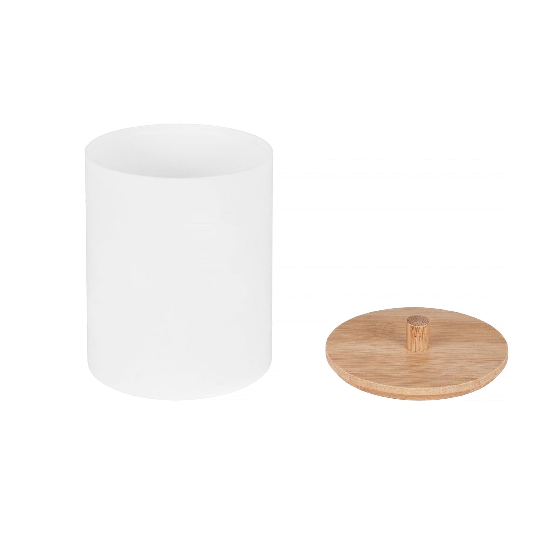 Bamboo Lid Cotton Swab Canister - Stylish Bathroom Organizer - SuperSaverAU - view 2