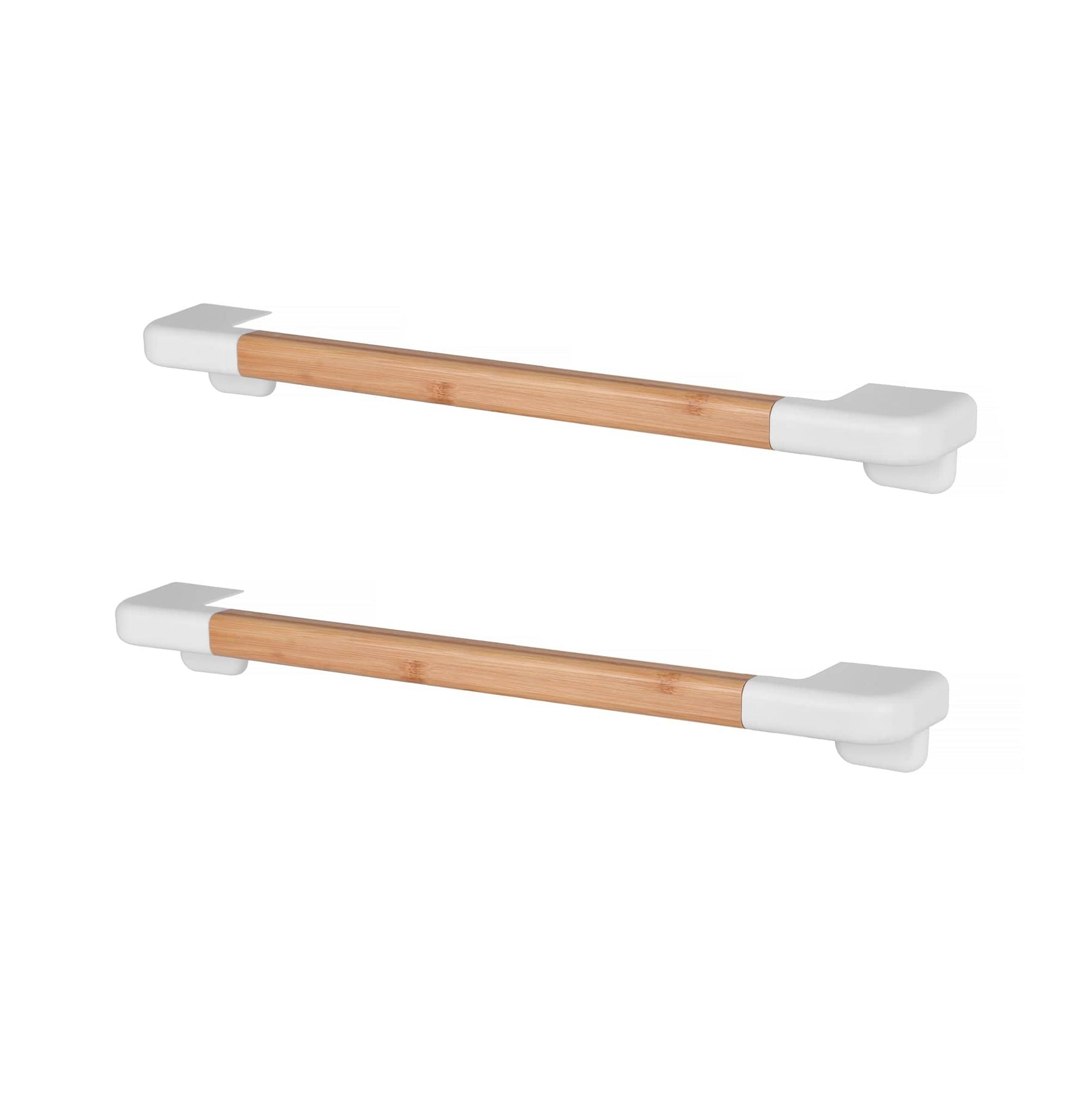 2 Pcs Bamboo Wall Mounted Bathroom Towel Rail 60cm Wide Towel Holder Rack