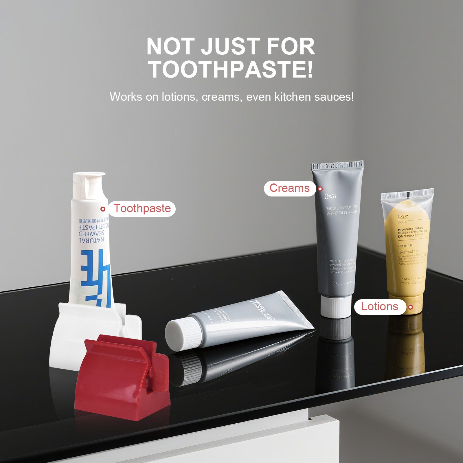 Premium Toothpaste Rolling Dispensers – 4 Pack with Non-Slip Base