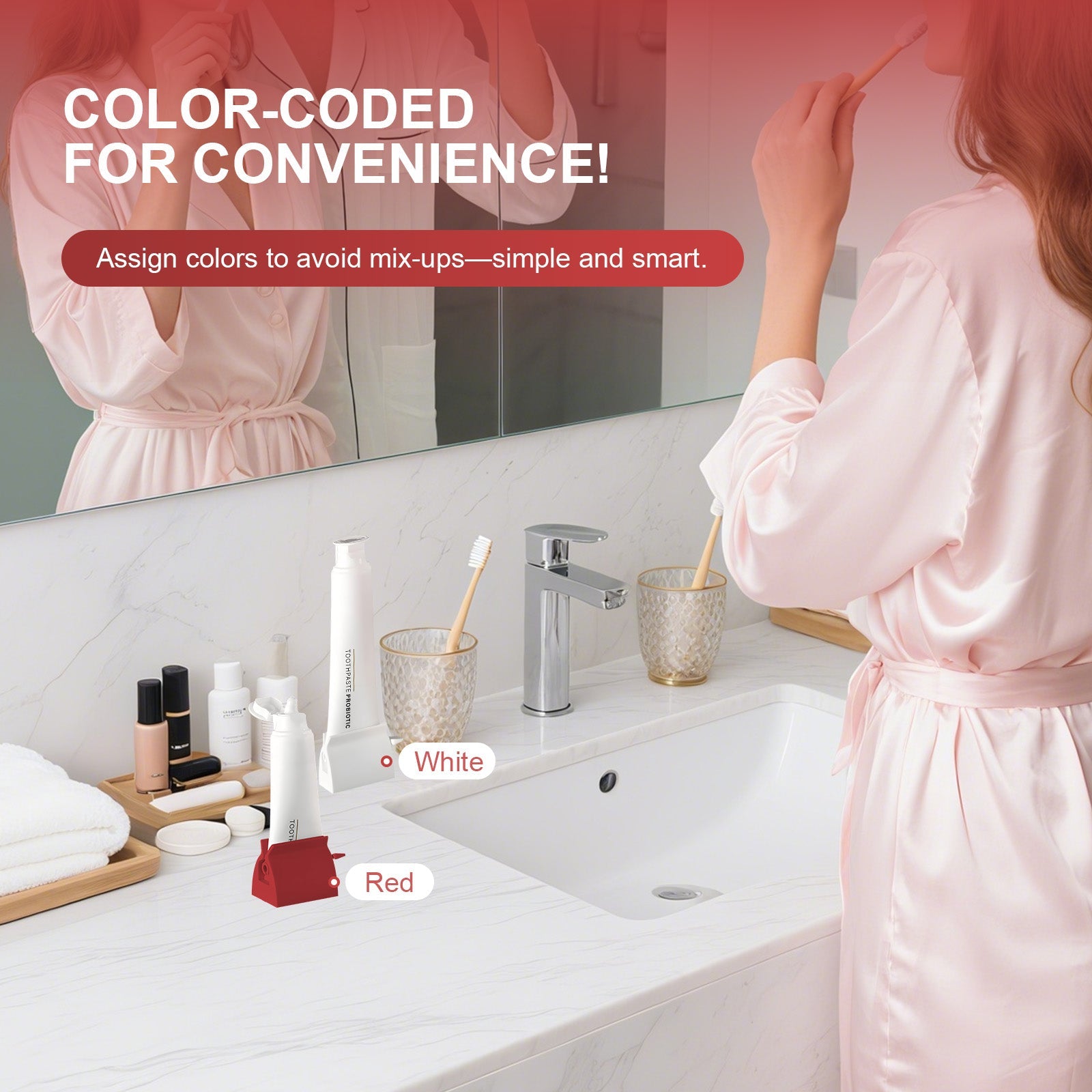 Premium Toothpaste Rolling Dispensers – 4 Pack with Non-Slip Base