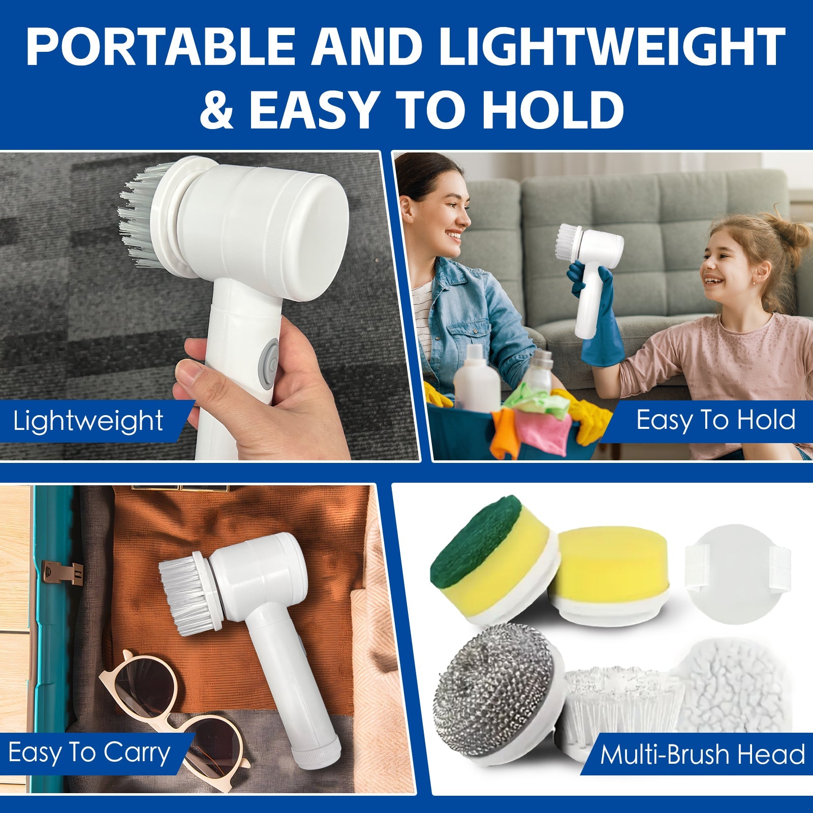 V915 Handheld 5-in-1 Electric Cleaning Brush, Rechargeable, 11cm x 19cm x 6cm - SuperSaverAU - view 1