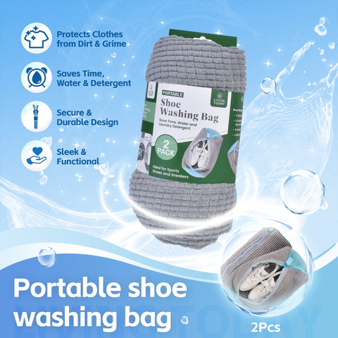 2Pcs Portable Shoe Washing Bag - Large Size 38cm x 19cm x 19cm, Durable Zipper - SuperSaverAU - view 1