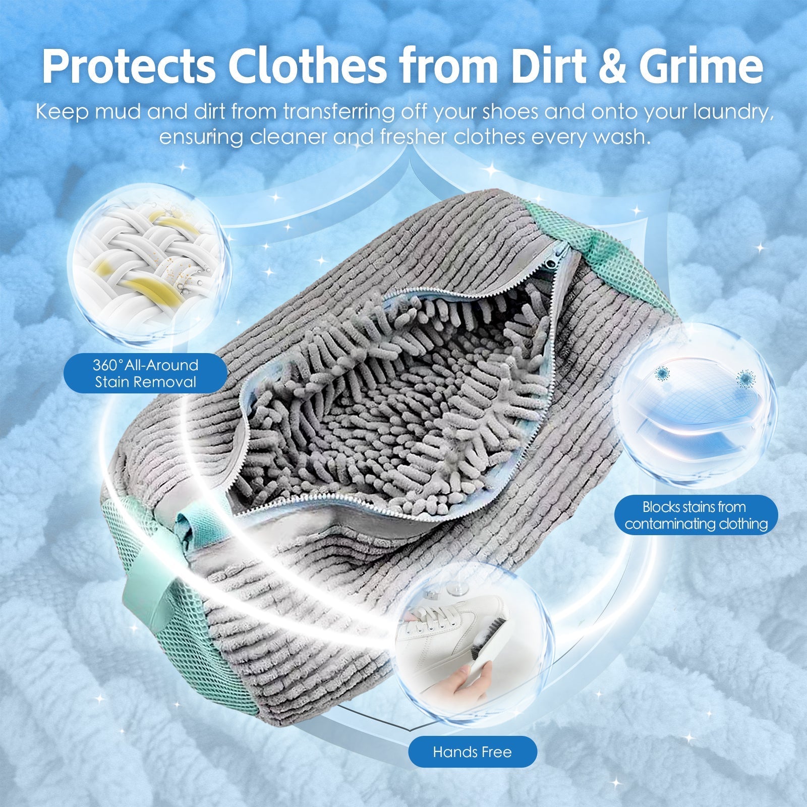 2Pcs Portable Shoe Washing Bag - Large Size 38cm x 19cm x 19cm, Durable Zipper - SuperSaverAU - view 2