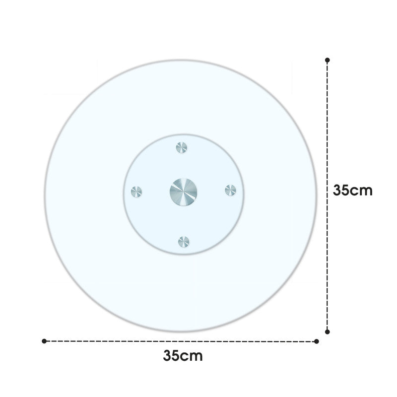 Clear Glass Lazy Susan 35cm - 360° Swivel, Durable Aluminium Base, Easy to Clean - SuperSaverAU - view 2