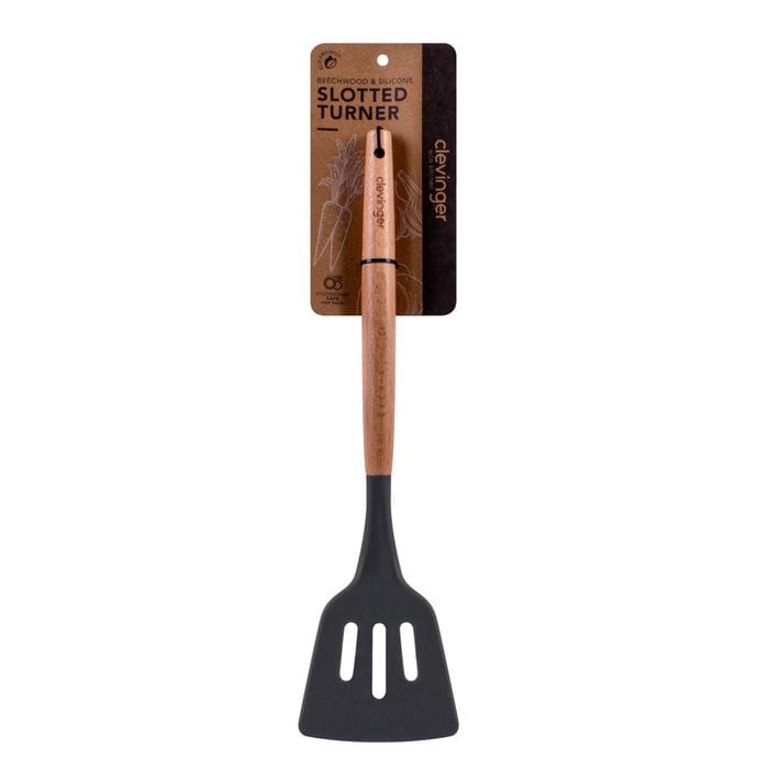 Eco-friendly Beechwood & Silicone Slotted Turner 32 x 8 cm - SuperSaverAU - view 1