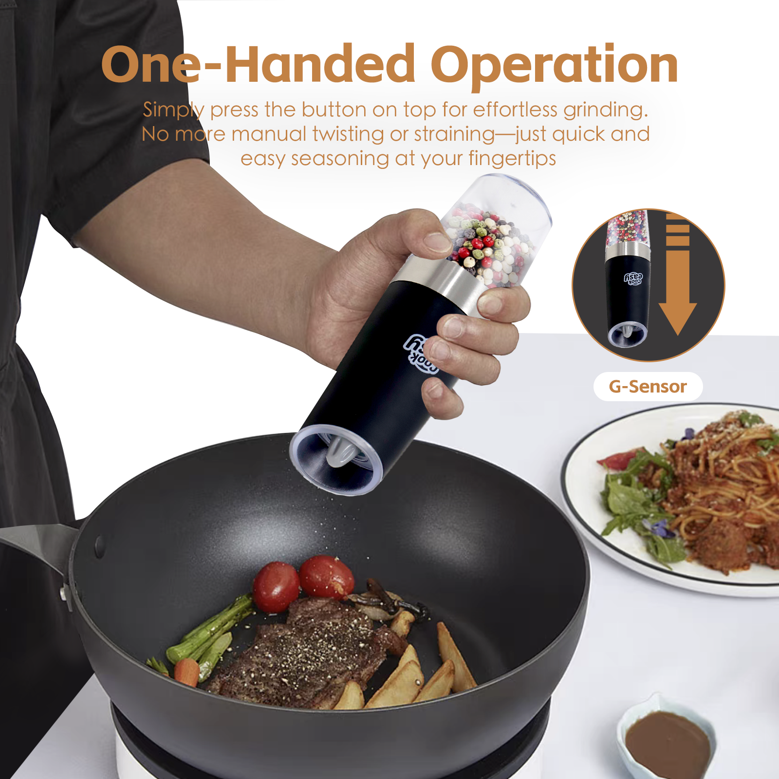 Premium Gravity Sensor Electric Salt & Pepper Grinder Set – 2 Piece