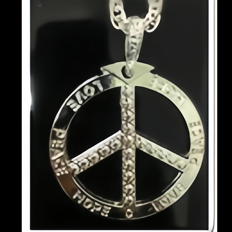 Premium Silver Peace Sign Necklace with Bling Chain
