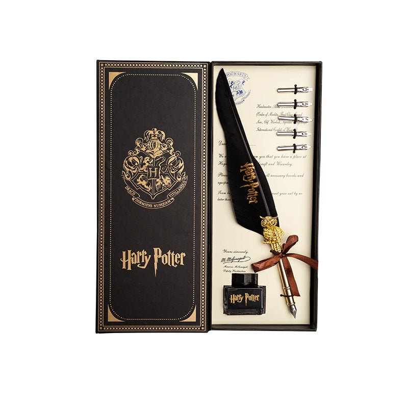 Harry Potter Vintage Dip Pen Writing Set - Navy Blue Feather & Ink Quill - SuperSaverAU - view 5