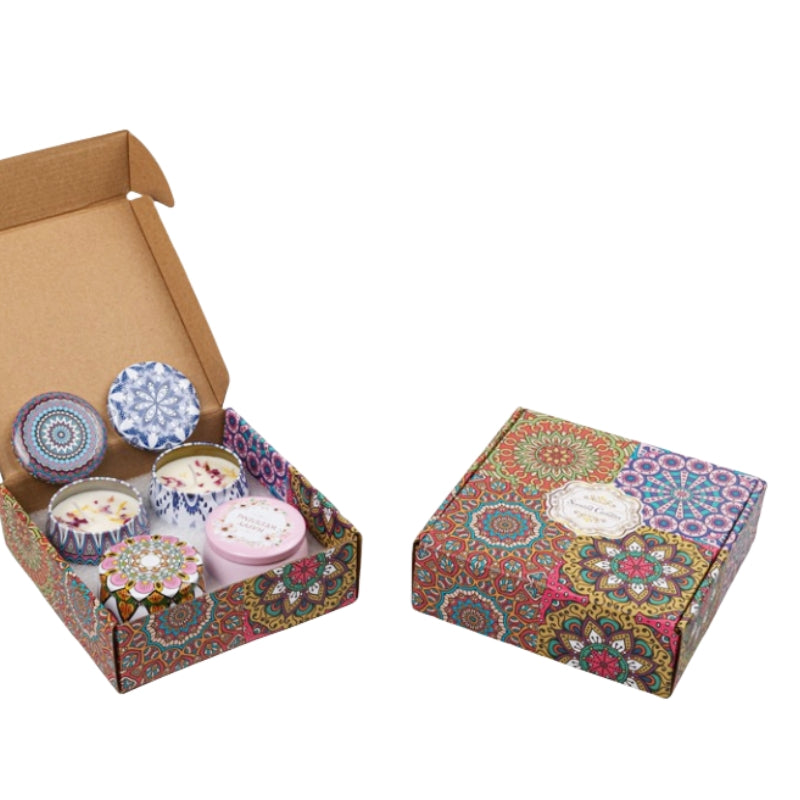 4 Pcs Scented Candle Tinplate Jars - Natural Wax & Plant Scents, Christmas Gift - SuperSaverAU - view 1