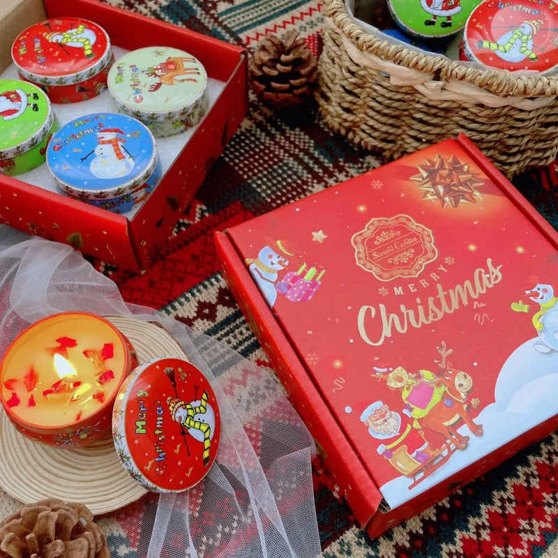 4 Pcs Scented Candle Tinplate Jars - Natural Wax & Plant Scents, Christmas Gift - SuperSaverAU - view 2
