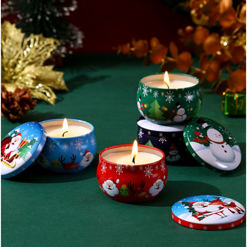 4 Pcs Scented Candle Tinplate Jars - Natural Wax & Plant Scents, Christmas Gift - SuperSaverAU - view 5