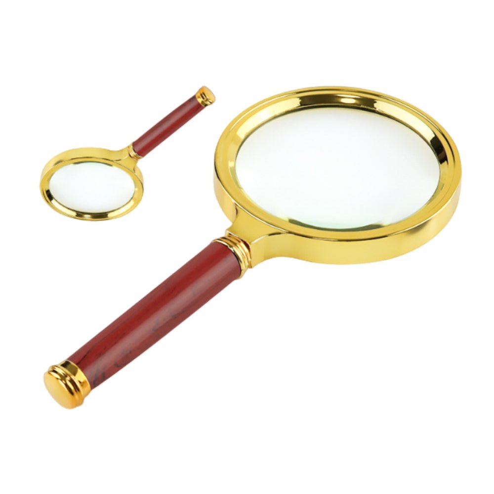 Premium 10X 90mm Magnifying Glass Red Gold Handheld Reading Inspection Lens