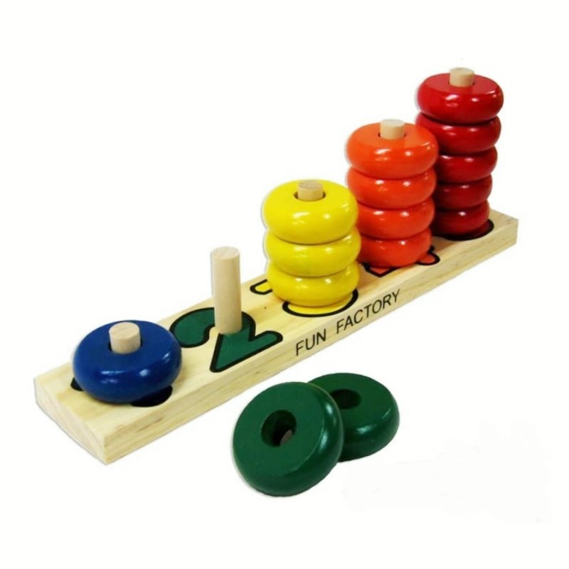 Fun Factory Wooden Stacking Rings Numbers 1 to 5 Educational Toy