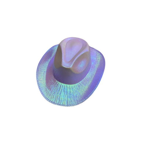 Holographic Cowboy Party Hat - Adult Size - Assorted Colors: Rose, Pink, White, Green, Yellow, Purple - SuperSaverAU - view 1