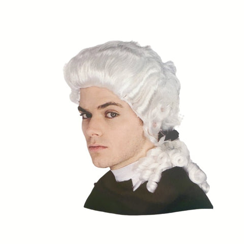 White Judge Wig Colonial Wig Lawyer Dress Costume Halloween Fancy Party wig - SuperSaverAU - view 1
