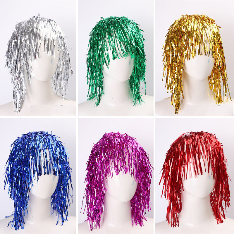 Party tinsel wig-assorted colour - Silver - SuperSaverAU - view 3