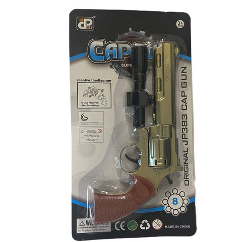 8-Shot Toy Cap Gun - Silver with 144 Caps - SuperSaverAU - view 1